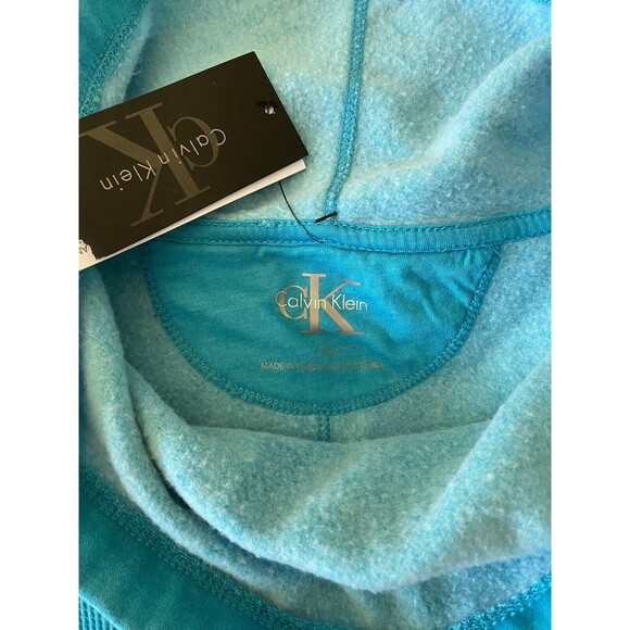 NWT Calvin Klein Teal Turquoise Funnel Neck Crisscross Sweatshirt Size Small S - Picture 10 of 12